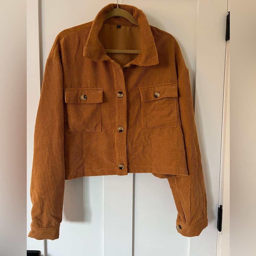 Cropped Soft Corduroy Shacket